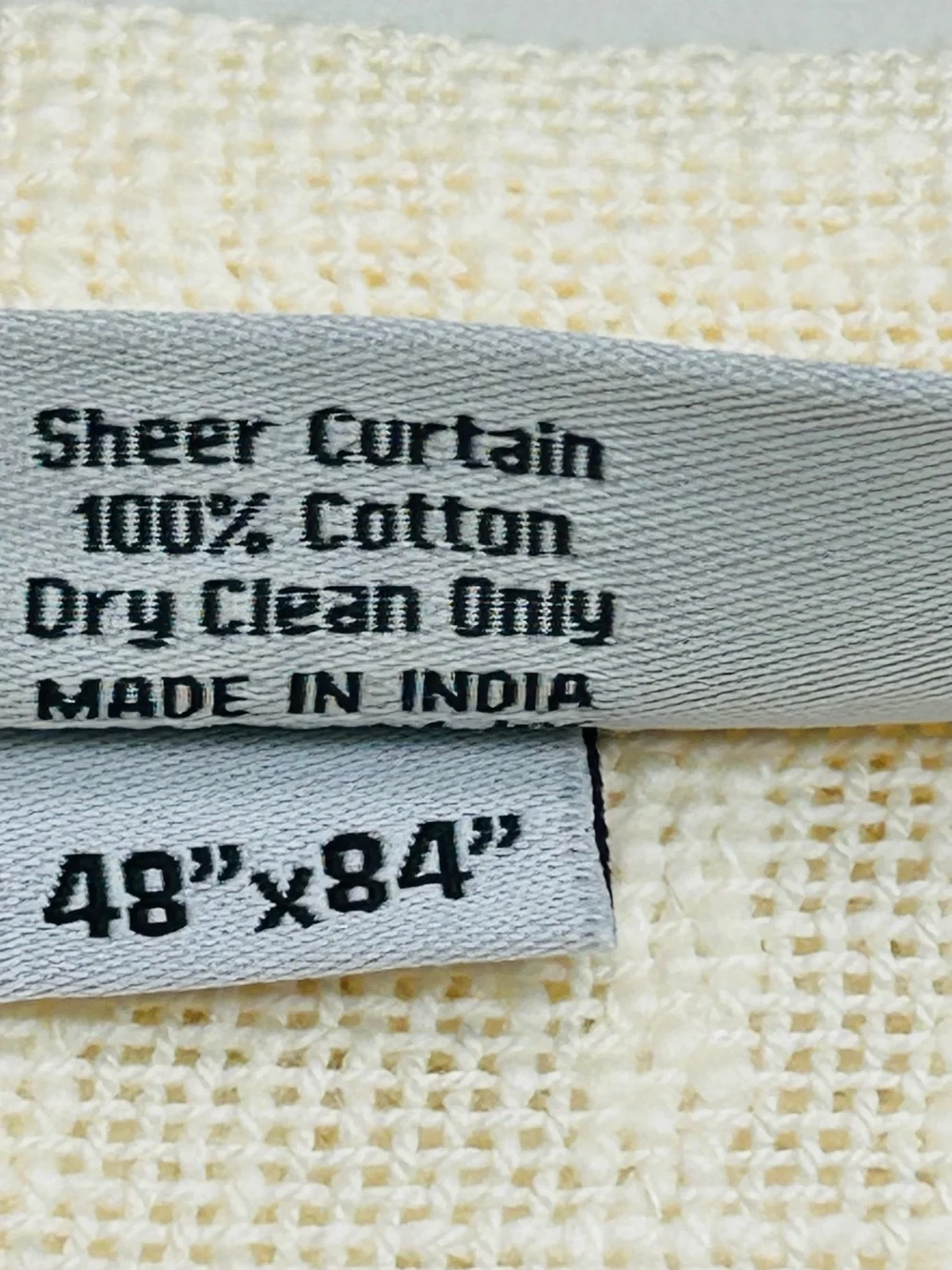 NWT QUINCE Set Of 2 48x84 Cotton Sheer Curtains Ivory 9716